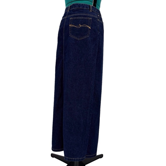Contrast Jeans Dark Blue Wash Denim Maxi Skirt with Front Slit, 9 - Picture 11 of 16